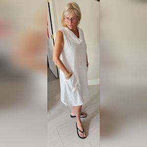 Feminine white linen dress